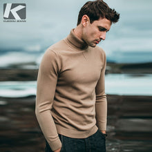 Charger l&#39;image dans la galerie, KUEGOU 2019 Autumn Plain Black Turtleneck Sweater Men Pullover Casual Jumper For Male Brand Knitted Korean Style Clothes 89002