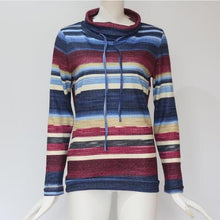 Charger l&#39;image dans la galerie, Turtleneck Hoodies Women Autumn Winter Long Sleeve Clothes 2019 Striped Multicolor Casual Pullover Lace Up Hoodies Sweatshirts