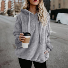 Charger l&#39;image dans la galerie, Autumn Women Casual Pullovers New Faux Fur Fluffy Hoodies Teddy Coat Drawstring Sweatshirt Sudadera Top Clothes Plus Size 5XL