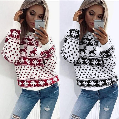 Women Xmas Christmas Floral Print Long Sleeve Blouse Top Sweatshirt Deer Striped printed shirt Hauts de Noel pour dames