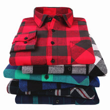 Charger l&#39;image dans la galerie, 100% Cotton Flannel Men&#39;s Plaid Shirt Slim Fit Spring Autumn Male Brand Casual Long Sleeved Shirts Soft Comfortable 4XL