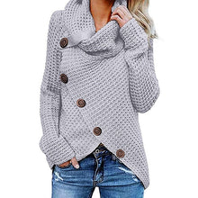 Charger l&#39;image dans la galerie, Oversize autumn knitted sweater women turtleneck pullover jumper tops solid button sweater women plus size ladies clothes BDR993