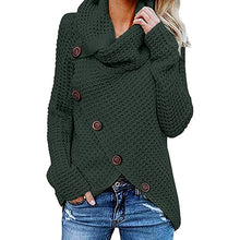 Charger l&#39;image dans la galerie, Oversize autumn knitted sweater women turtleneck pullover jumper tops solid button sweater women plus size ladies clothes BDR993