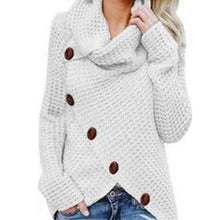 Charger l&#39;image dans la galerie, Oversize autumn knitted sweater women turtleneck pullover jumper tops solid button sweater women plus size ladies clothes BDR993