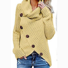 Charger l&#39;image dans la galerie, Oversize autumn knitted sweater women turtleneck pullover jumper tops solid button sweater women plus size ladies clothes BDR993