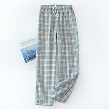 Charger l&#39;image dans la galerie, Men&#39;s Cotton Gauze Trousers Plaid Knitted Sleep Pants Mens Pajamas Pants Bottoms Sleepwear Pajama Short for Men Pijama Hombre