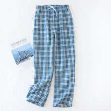 Charger l&#39;image dans la galerie, Men&#39;s Cotton Gauze Trousers Plaid Knitted Sleep Pants Mens Pajamas Pants Bottoms Sleepwear Pajama Short for Men Pijama Hombre