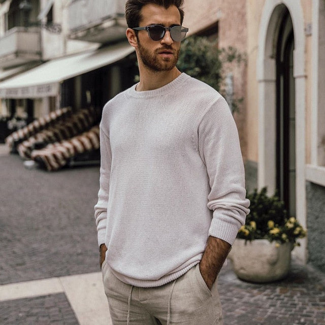 OLOME 2019 Autumn Men's Jumper Simple Solid Wool Sweater for Men Casual Classic Pullover Slim Fit Male Clothes New Fashion