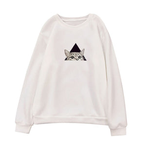 2019 Unisex Men Women Casual Sweatshirt Long Sleeve O-Neck Cat Printed Sweatshirt Pullover Harajuku Streetwear Casual Tops