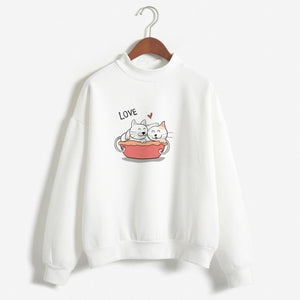 Cute Cat Personalized Custom Printed Women Winter Hoodies Sweatshirts Harajuku Hoodie Cotton Long Sleeves Women Clothing