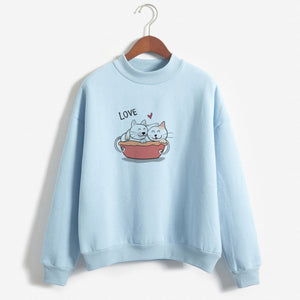 Cute Cat Personalized Custom Printed Women Winter Hoodies Sweatshirts Harajuku Hoodie Cotton Long Sleeves Women Clothing