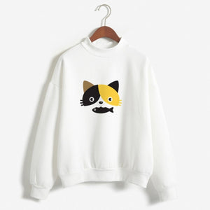 Cute Cat Personalized Custom Printed Women Winter Hoodies Sweatshirts Harajuku Hoodie Cotton Long Sleeves Women Clothing