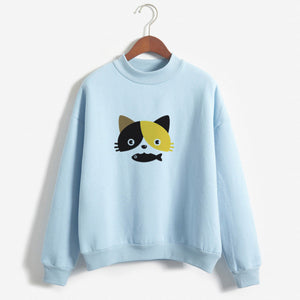 Cute Cat Personalized Custom Printed Women Winter Hoodies Sweatshirts Harajuku Hoodie Cotton Long Sleeves Women Clothing