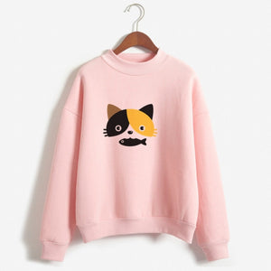 Cute Cat Personalized Custom Printed Women Winter Hoodies Sweatshirts Harajuku Hoodie Cotton Long Sleeves Women Clothing