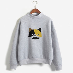 Cute Cat Personalized Custom Printed Women Winter Hoodies Sweatshirts Harajuku Hoodie Cotton Long Sleeves Women Clothing