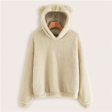Charger l&#39;image dans la galerie, SHEIN Preppy Lovely With Bears Ears Solid Teddy Hoodie Pullovers Sweatshirt Autumn Women Campus Casual Sweatshirts