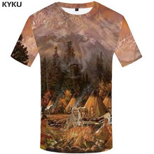 Charger l&#39;image dans la galerie, KYKU Water Tshirt Men Green Forest T-shirt Punk Rock Clothes Sky 3d T Shirt Printed Hip Hop Mens Clothing Casual Streetwear Top