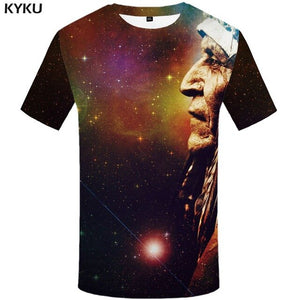 KYKU Water Tshirt Men Green Forest T-shirt Punk Rock Clothes Sky 3d T Shirt Printed Hip Hop Mens Clothing Casual Streetwear Top
