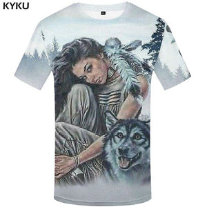 KYKU Water Tshirt Men Green Forest T-shirt Punk Rock Clothes Sky 3d T Shirt Printed Hip Hop Mens Clothing Casual Streetwear Top
