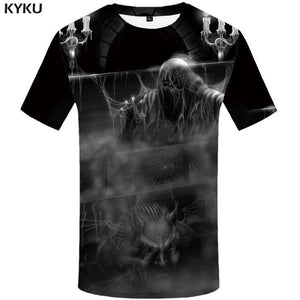 KYKU Water Tshirt Men Green Forest T-shirt Punk Rock Clothes Sky 3d T Shirt Printed Hip Hop Mens Clothing Casual Streetwear Top