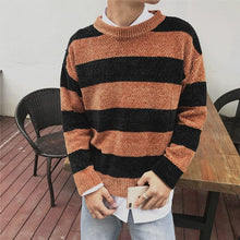 Charger l&#39;image dans la galerie, Mens Stripes Sweater 2019 Colorblock Knitted Pullovers Autumn and Winter Casual Sweaters for Men Round Neck Clothes