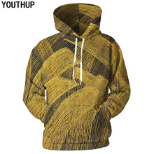 Charger l&#39;image dans la galerie, YOUTHUP 2018 Autumn 3d Hoodies For Men Women Hooded Hoodies Yellow Line Print 3d Cool Sweatshirts Long Sleeve Pullover Plus Size