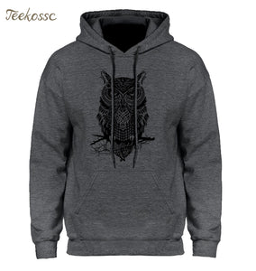 Animal Owl Hoodie Hoodies Sweatshirt Men 2018 New Fashion Spring Autumn Casual Hooded Hoody Men's Sportswear Brand Clothing Male