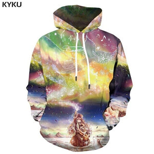 KYKU 3d Hoodies Aurora Sweatshirts men Green Hoody Anime Forest Hoodie Print Harajuku Hooded Casual Hoodes 3d Long Sleeve