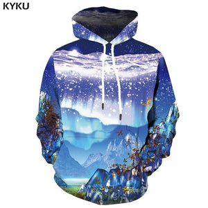 KYKU 3d Hoodies Aurora Sweatshirts men Green Hoody Anime Forest Hoodie Print Harajuku Hooded Casual Hoodes 3d Long Sleeve