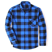 Charger l&#39;image dans la galerie, 100% Cotton Flannel Men&#39;s Plaid Shirt Slim Fit Spring Autumn Male Brand Casual Long Sleeved Shirts Soft Comfortable 4XL