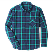 Charger l&#39;image dans la galerie, 100% Cotton Flannel Men&#39;s Plaid Shirt Slim Fit Spring Autumn Male Brand Casual Long Sleeved Shirts Soft Comfortable 4XL