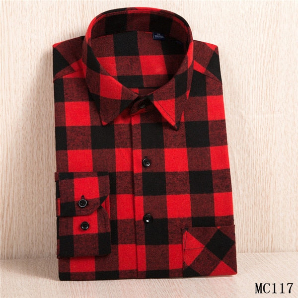 2019 New Men's Plaid Flannel Shirt Plus Size 5XL 6XL Soft Comfortable Spring Male Slim Fit Business Casual Long-sleeved Shirts